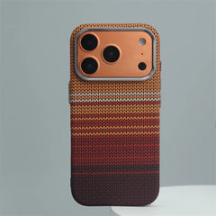 Southwestern Tribal Woven Case for iPhone | Carbon Fiber Texture MagSafe Cover with Alloy Lens Protection