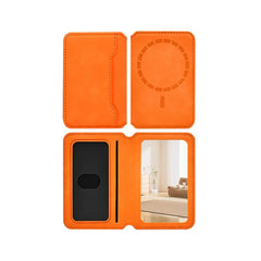 Magnetic Thin Leather Wallet for Phone | Card Holder with Makeup Mirror | MagSafe Wallet