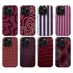 Burgundy Style Patterned Double-Layer Phone Case for iPhone