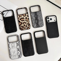 Leopard Snakeskin Crocodile Leather Cover For iPhone | Animal Print & Textured Phone Case