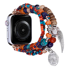 Boho Colorful Beaded Bracelet Band with Silver Charms  For Apple Watch | Jewelry Strap