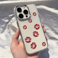 Red Lips Print Phone Case For iPhone | Transparent Soft Back Cover