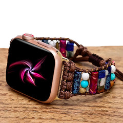 Boho Natural Stone Beaded Watch Band For Apple Watch | Handcrafted Imperial Jasper Bracelet Strap