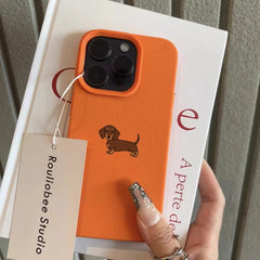 Minimalist Brown Dachshund Dog Phone Case For iPhone | Soft TPU Cover