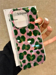 Glittered Leopard Print Phone Case For iPhone | Soft TPU Shockproof Cover