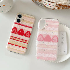 Cute Girly Strawberry Shockproof Protective Phone Case for iPhone