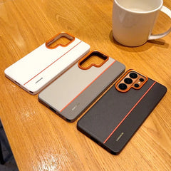 Two-tone Color Faux Leather Phone Case For Samsung