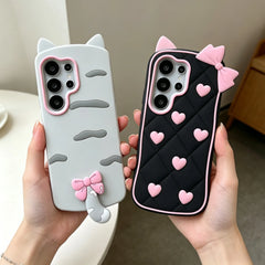 3D Cartoon Kitten Bowknot Case For Samsung Galaxy