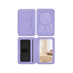 Magnetic Thin Leather Wallet for Phone | Card Holder with Makeup Mirror | MagSafe Wallet