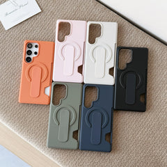 Magnetic Wallet Card Holder Case with Push-Pull Ring Stand for Samsung Galaxy
