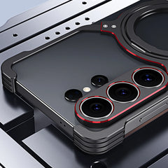 Aluminum Metal Bumper MagSafe Case with Camera Lens and Kickstand for Samsung Galaxy