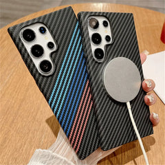 Thin Magnetic Carbon Fiber Texture Case For Samsung Galaxy