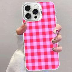 Cute Pink Grid Phone Case For iPhone