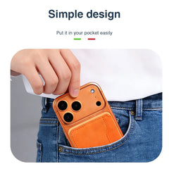 Magnetic Thin Leather Wallet for Phone | Card Holder with Makeup Mirror | MagSafe Wallet