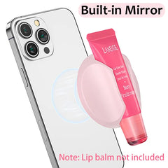 Magnetic Lip Gloss Holder | 2-in-1 Silicone Lipstick Phone Grip with Built-in Mirror | Makeup Stand Bracket