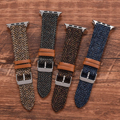 Vintage Woolen Leather Strap For Apple Watch