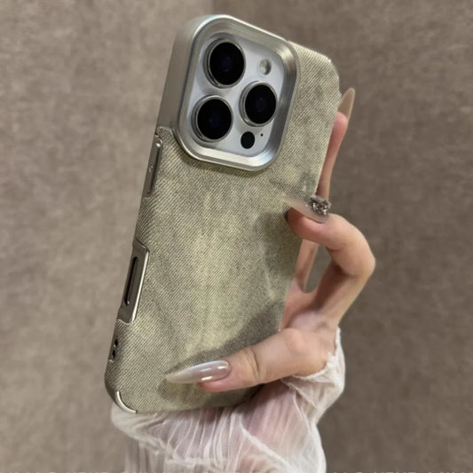 Jeans Fabric Soft Plating Phone Case for iPhone