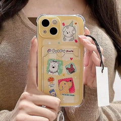 Cute Dog and Cat Phone Case For IPhone | Card Wallet Phone Cover