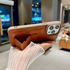 Business Leather Texture with Card Holder Slot and Stand Phone Case For iPhone