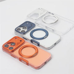 Mecha-Style 360° Rotating Magnetic Bracket Case For iPhone |  Magsafe Clear Shockproof Stand Holder Cover