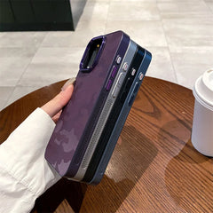 Camouflage Leather Cooling Case for iPhone | Shockproof Tactical Camo Bumper | Heat Dissipation Leather Phone Cover