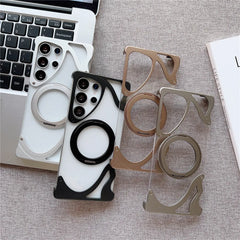 Minimalist Aluminum Metal Bumper MagSafe Case For Samsung Galaxy | 360° Ring Stand Clear Phone Cover