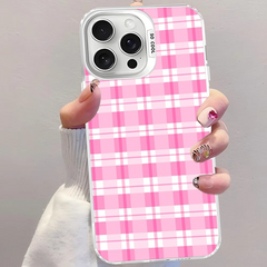 Cute Pink Grid Phone Case For iPhone