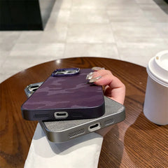 Camouflage Leather Cooling Case for iPhone | Shockproof Tactical Camo Bumper | Heat Dissipation Leather Phone Cover