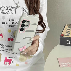 3D Cartoon Kitten Bowknot Case For Samsung Galaxy