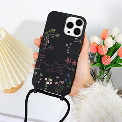 Flower Garden Print Case with Crossbody Strap  for iPhone