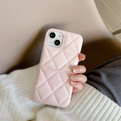 Quilted Leather iPhone Case | Crossbody Lanyard Chain | Wallet Card Holder Phone Cover