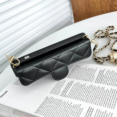 Crossbody Phone Case for iPhone |  Leather Wallet Cover with Adjustable Chain Lanyard, Card Slot Pocket & Kickstand