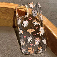 Cute Cat Print Clear Soft Case for iPhone