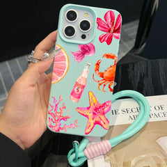 Cute Starfish Phone Case with Lanyard For iPhone