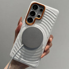 Water Ripple Leather Pattern Magnetic Case for Samsung Galaxy | Orange Lens Frame Cover