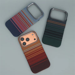 Carbon Fiber Woven Case for iPhone | Magnetic MagSafe Cover with Alloy Lens Protector