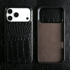 Leather Case With Card Holder For iPhone | Crocodile Pattern