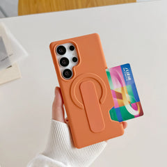 Magnetic Wallet Card Holder Case with Push-Pull Ring Stand for Samsung Galaxy