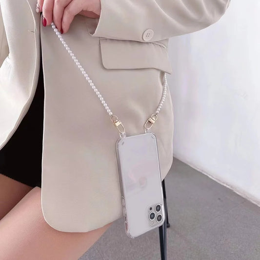 Pearl Chain Crossbody Strap | Shockproof Acrylic Lanyard Phone Case for iPhone