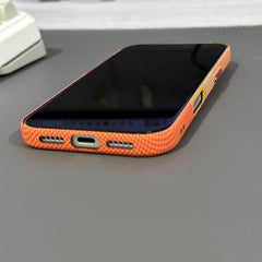 Orange Plaid Carbon Magnetic Case for iPhone