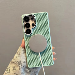 Honeycomb Mesh Cooling MagSafe Case for Samsung Galaxy with Alloy Lens Bracket