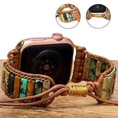 Boho Natural Stone Beaded Watch Band For Apple Watch | Handcrafted Imperial Jasper Bracelet Strap