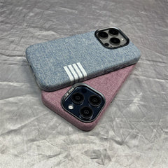 Premium Flax Linen Fabric MagSafe Case For iPhone | Textured Cotton Canvas Alloy Lens Phone Cover