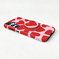 MagSafe Red Love Hearts Print Case For Samsung with Phone Ring Holder