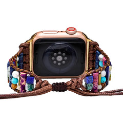 Boho Natural Stone Beaded Watch Band For Apple Watch | Handcrafted Imperial Jasper Bracelet Strap
