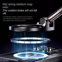 Strong Magnetic Car Phone Holder with Foldable MagSafe Design | 360° Adjustable Vacuum Mount