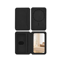 Magnetic Thin Leather Wallet for Phone | Card Holder with Makeup Mirror | MagSafe Wallet