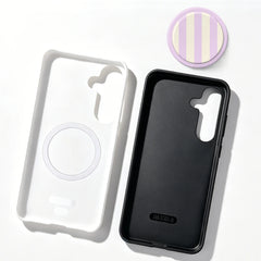MagSafe Pink Striped Case For Samsung Galaxy with Phone Ring Holder