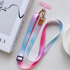 Universal Retro Pattern Phone Lanyard | Wide Adjustable Crossbody Shoulder Strap | Vintage Fabric Neck Sling Bag Chain with Secure Case Tab Insert