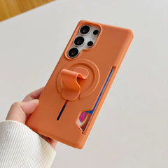Magnetic Wallet Card Holder Case with Push-Pull Ring Stand for Samsung Galaxy